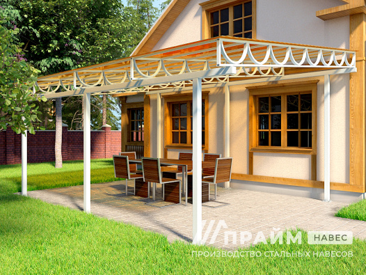 Навес над террасой частного дома поликарбонат 8 мм №21 - фото 843